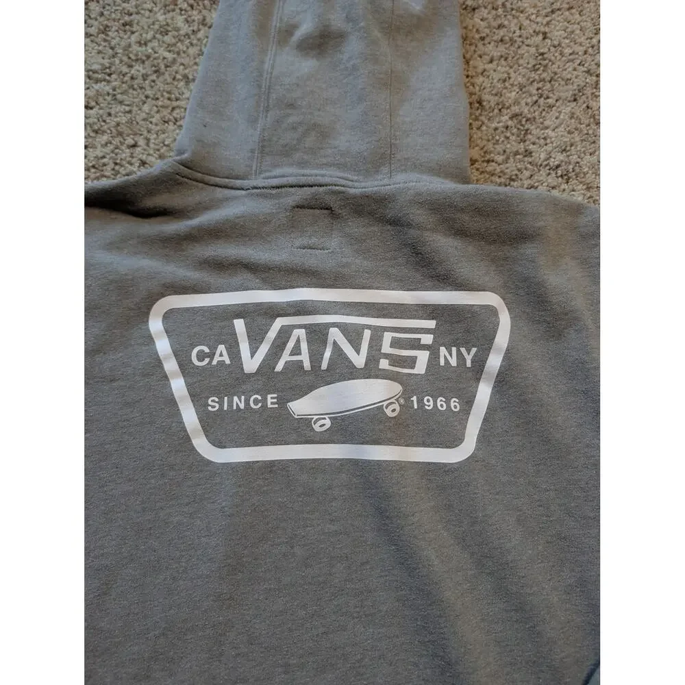 Vans Full Patched II Pullover Hoodie Heather Grey Skateboard Men's Size Small